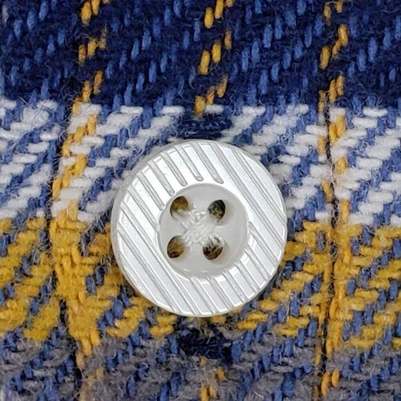 Brixton Shirt Men Medium Yellow Blue Plaid Long Sleeve Button Down - Picture 4 of 11